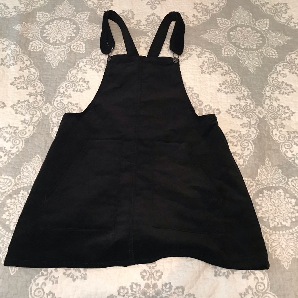black overall jean skirt
